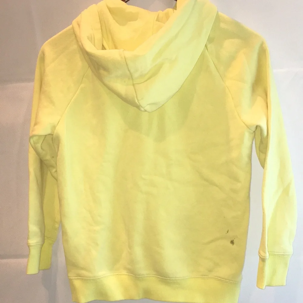 Champion Yellow Hoodie with Purple Logo | Fleece Lined Sweatshirt | Kids Size L